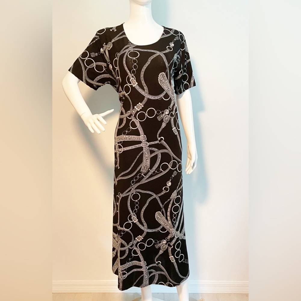 Jostar black dress, western belt motif, black dress with belt design made in USA